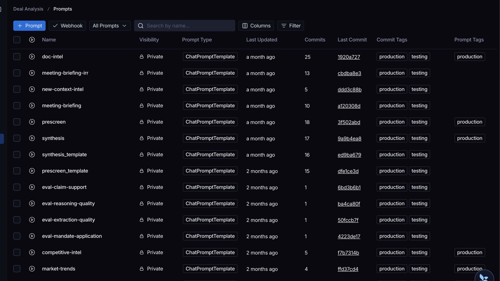 Every prompt is versioned in LangSmith and loaded when a run starts