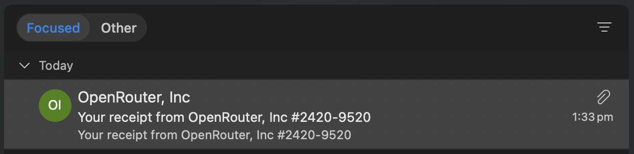 An OpenRouter receipt. One of many